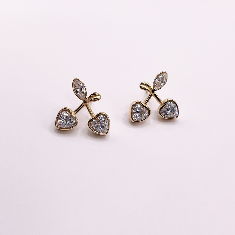 Gold and Silver Heart Stud Earrings